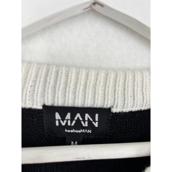 BoohooMAN Men's Reindeer Christmas Sweater Red White Black Size M - Picture 9 of 11